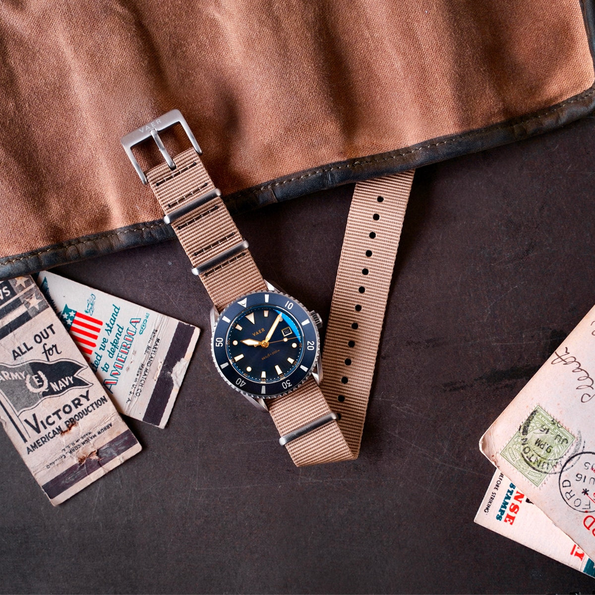 VAER DS4 Meridian Watch - Navy - Solar 42mm