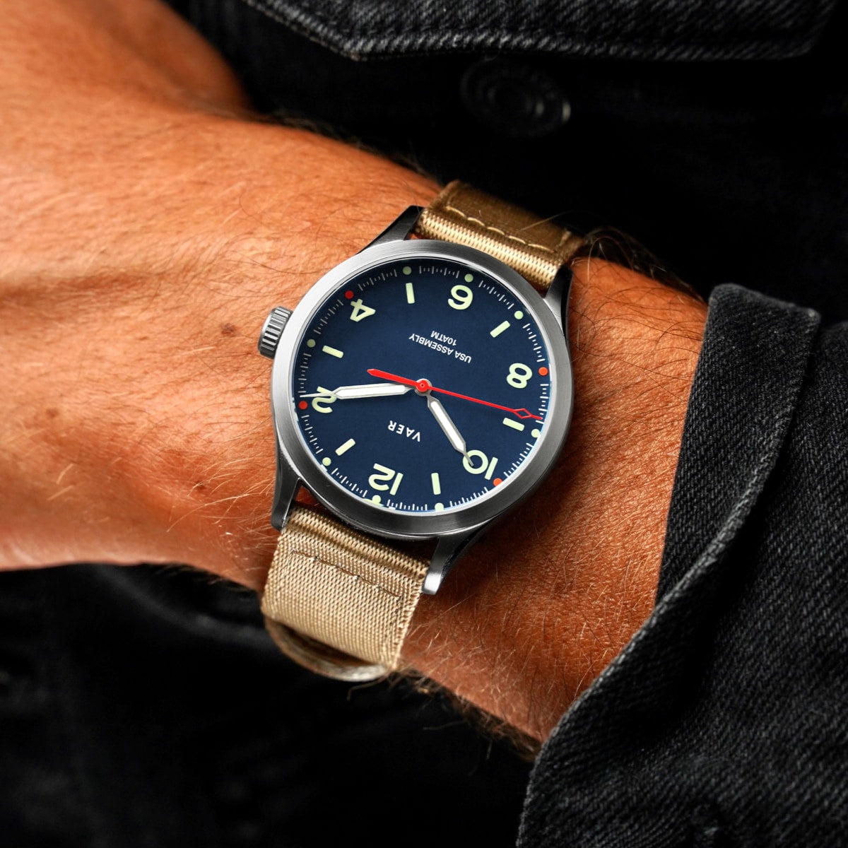 VAER C5 Design Navy Field Watch - 40mm USA Solar