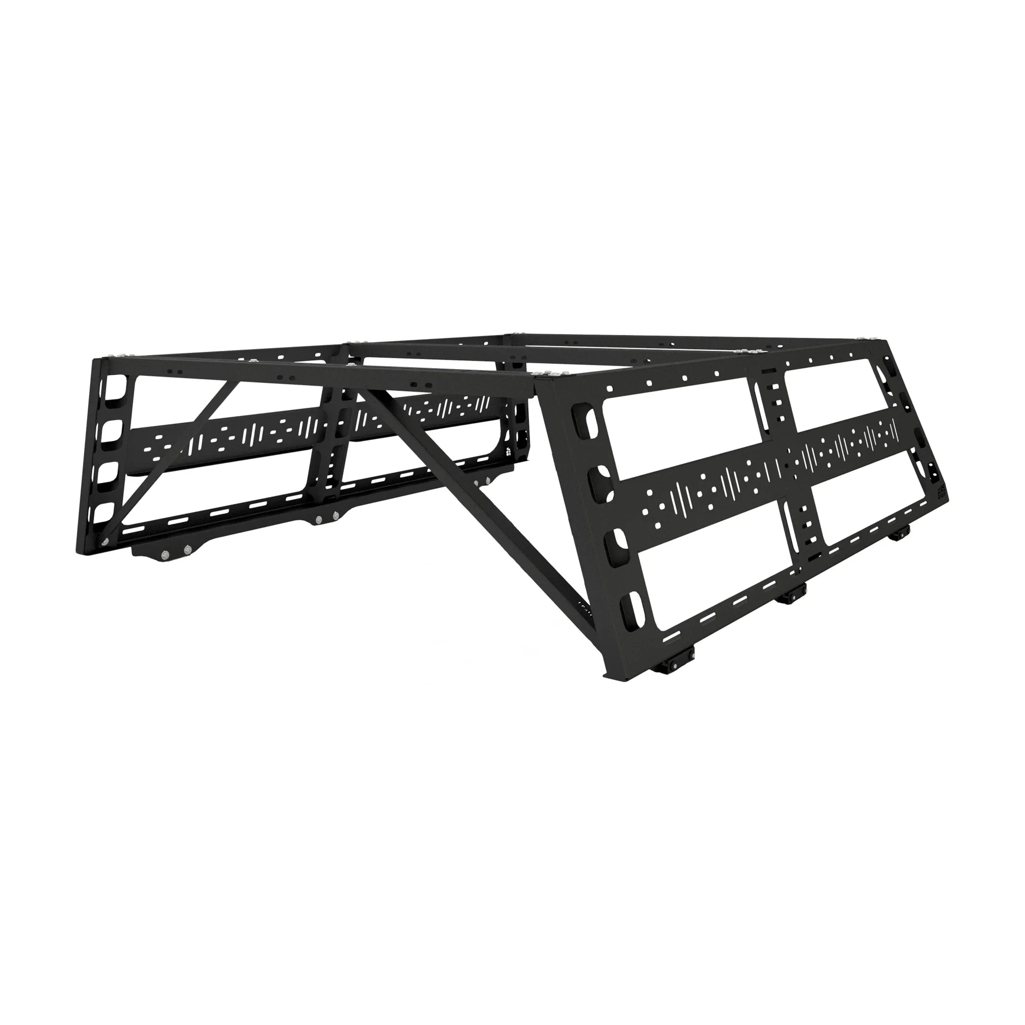 Heavy-duty offroad bed rack for Ford Raptor, black metal, modular overland cargo system