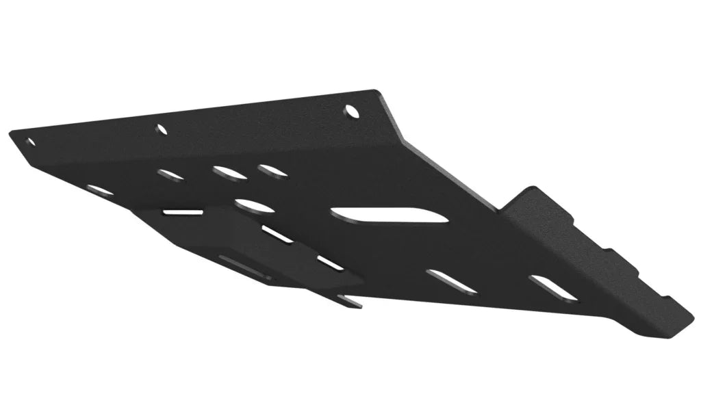 Heavy-duty steel skid plate with mounting holes for off-road vehicle undercarriage protection