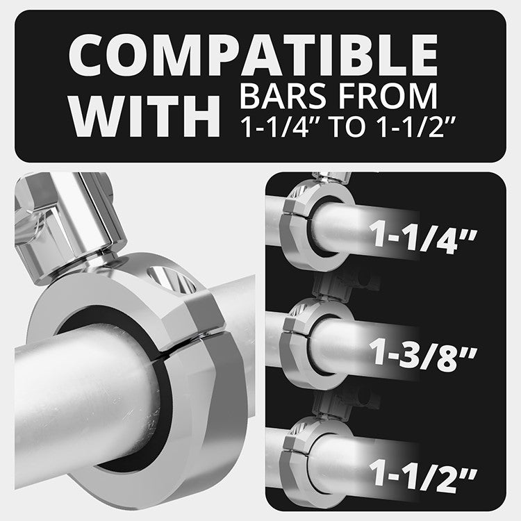Tackform BC3 bar clamp for 1-1/4" to 1-1/2" bars, chrome, with a 20mm ball and dovetail