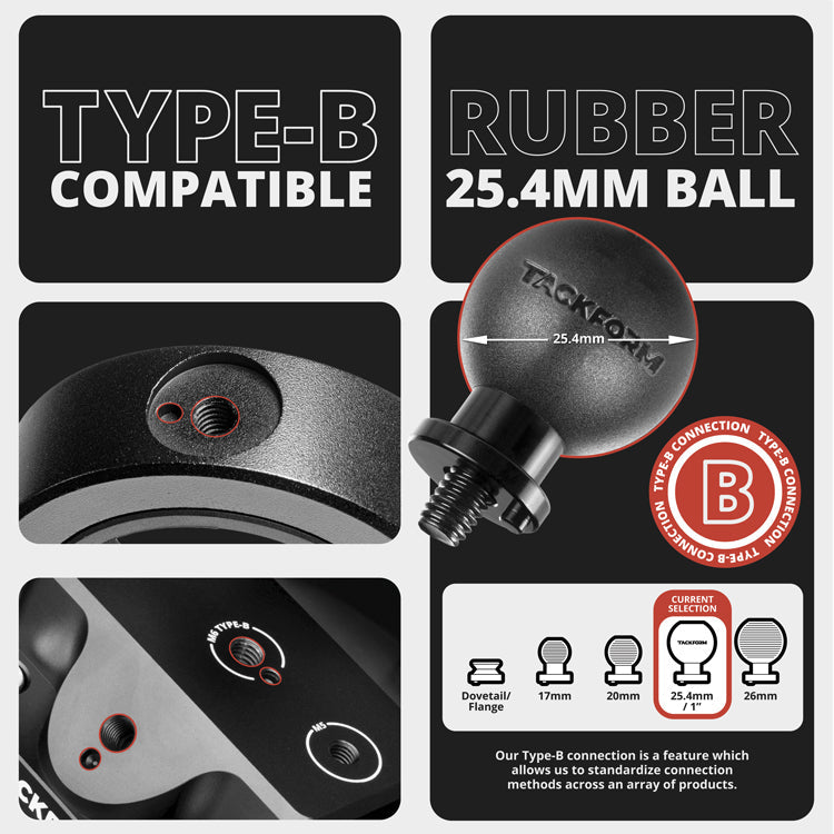 Tackform B25B 25.4mm rubber ball with Type B connection for universal fit
