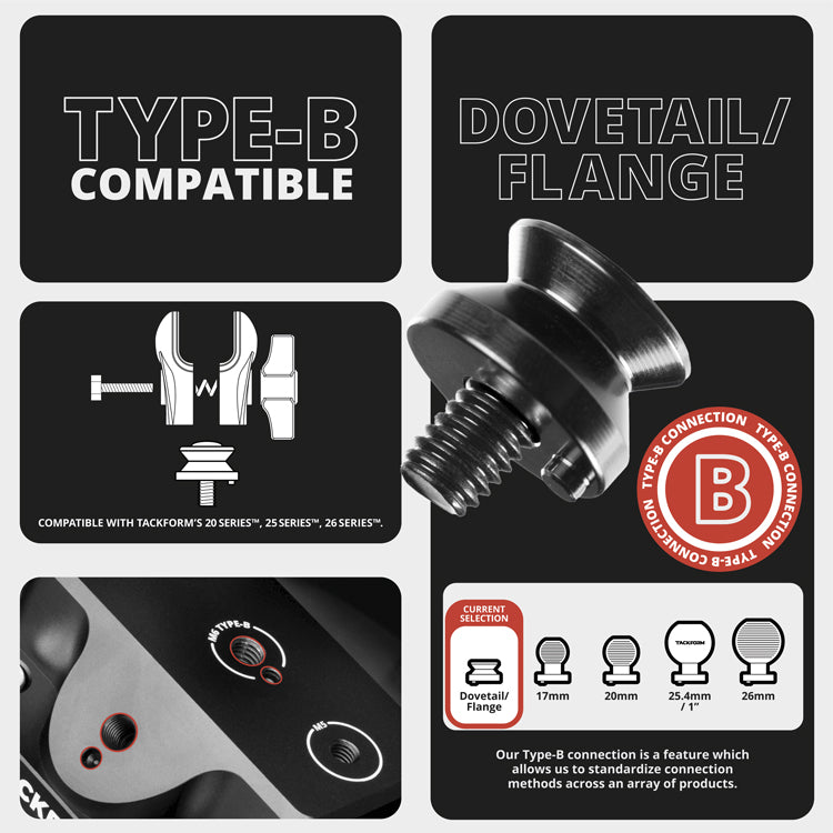 Tackform DT17B dovetail flange with Type B connection for universal fit