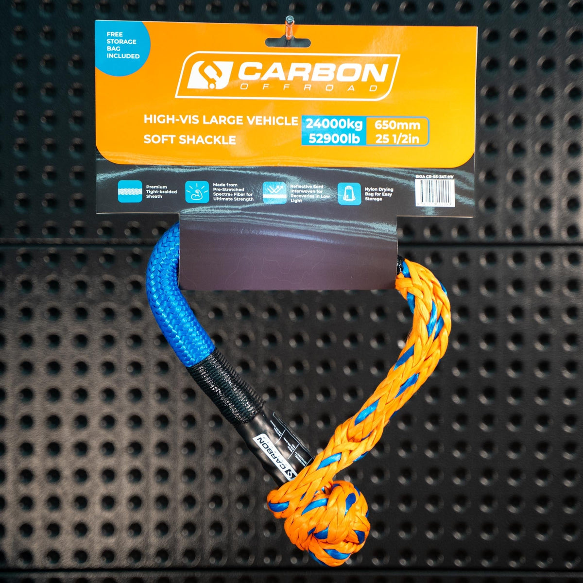 Carbon Offroad large vehicle high-vis 24T soft shackle for universal fit