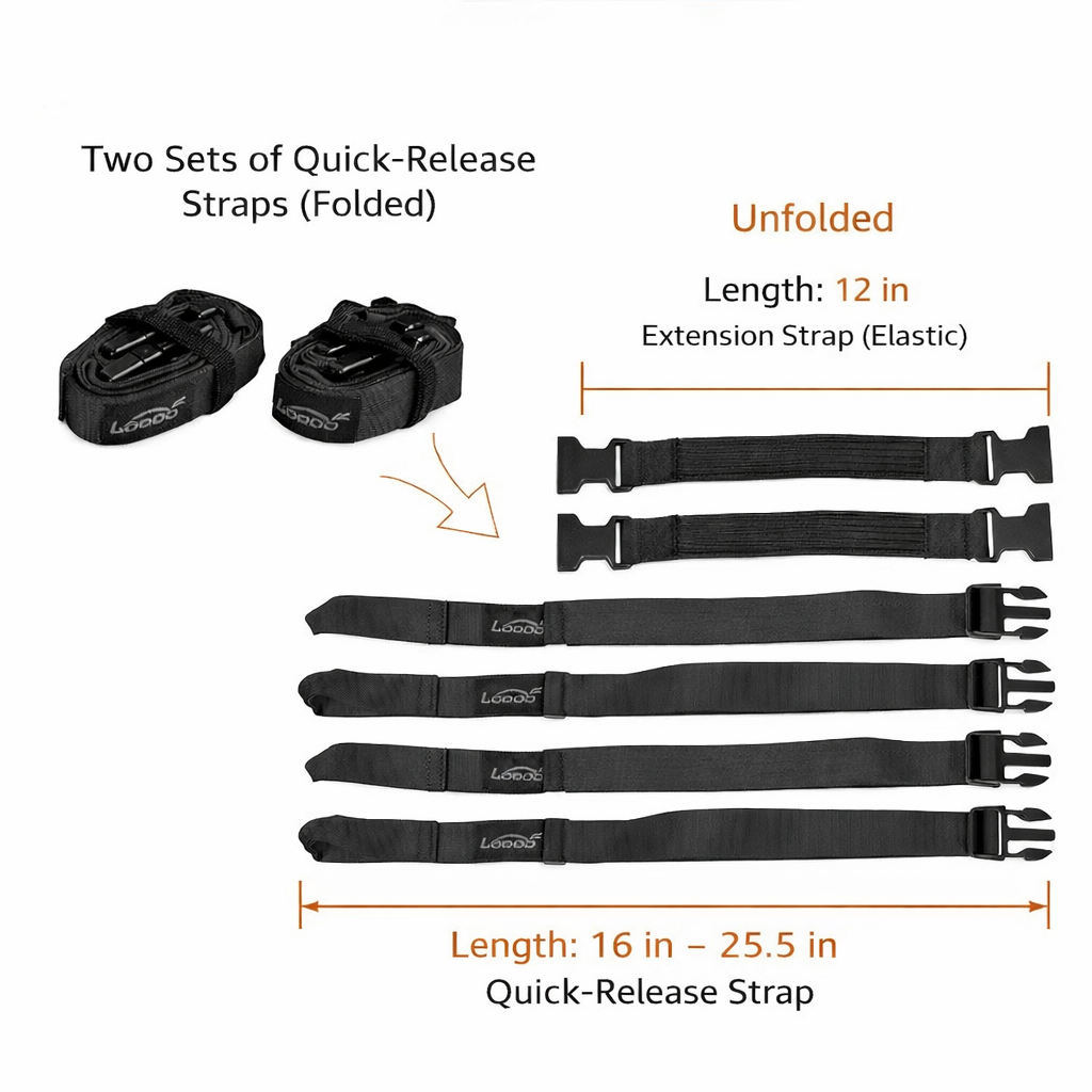Motorcycle Travel Quick-Release Elastic Straps for Luggage Bags 2 Sets