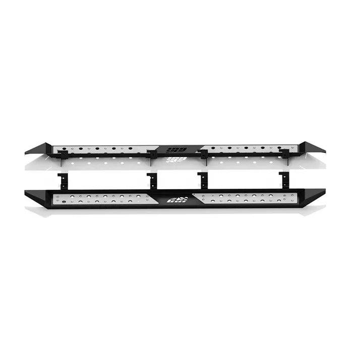 Chevy Colorado ZR2 Z71 side steps heavy-duty black metal with silver accents