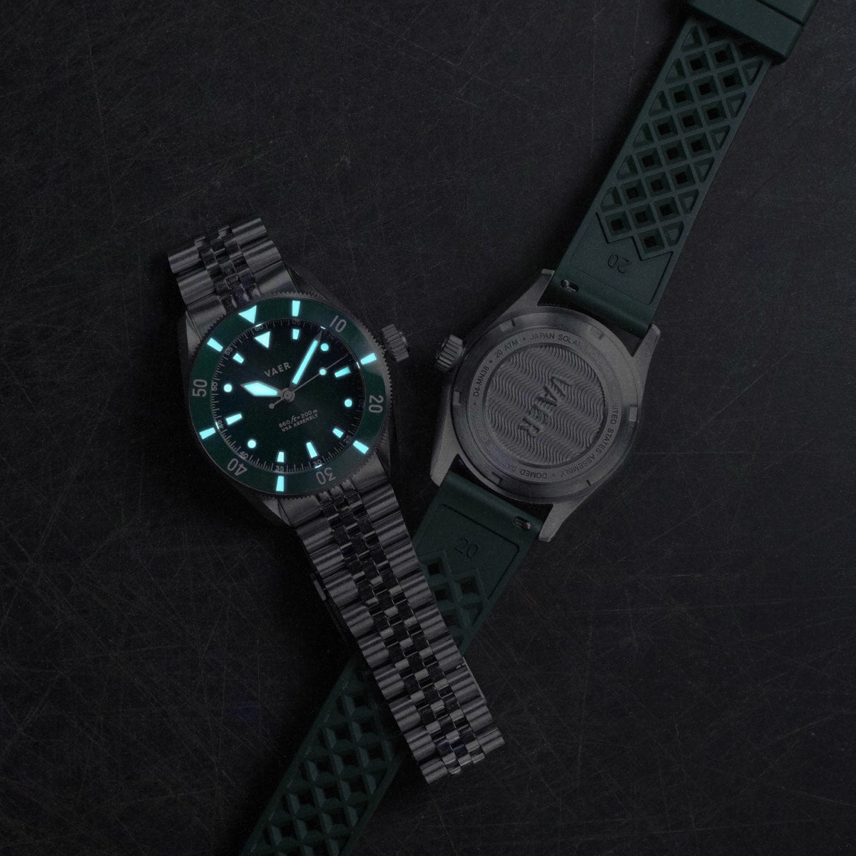 VAER D4 Meridian Green Solar Mens Watch - 38mm USA