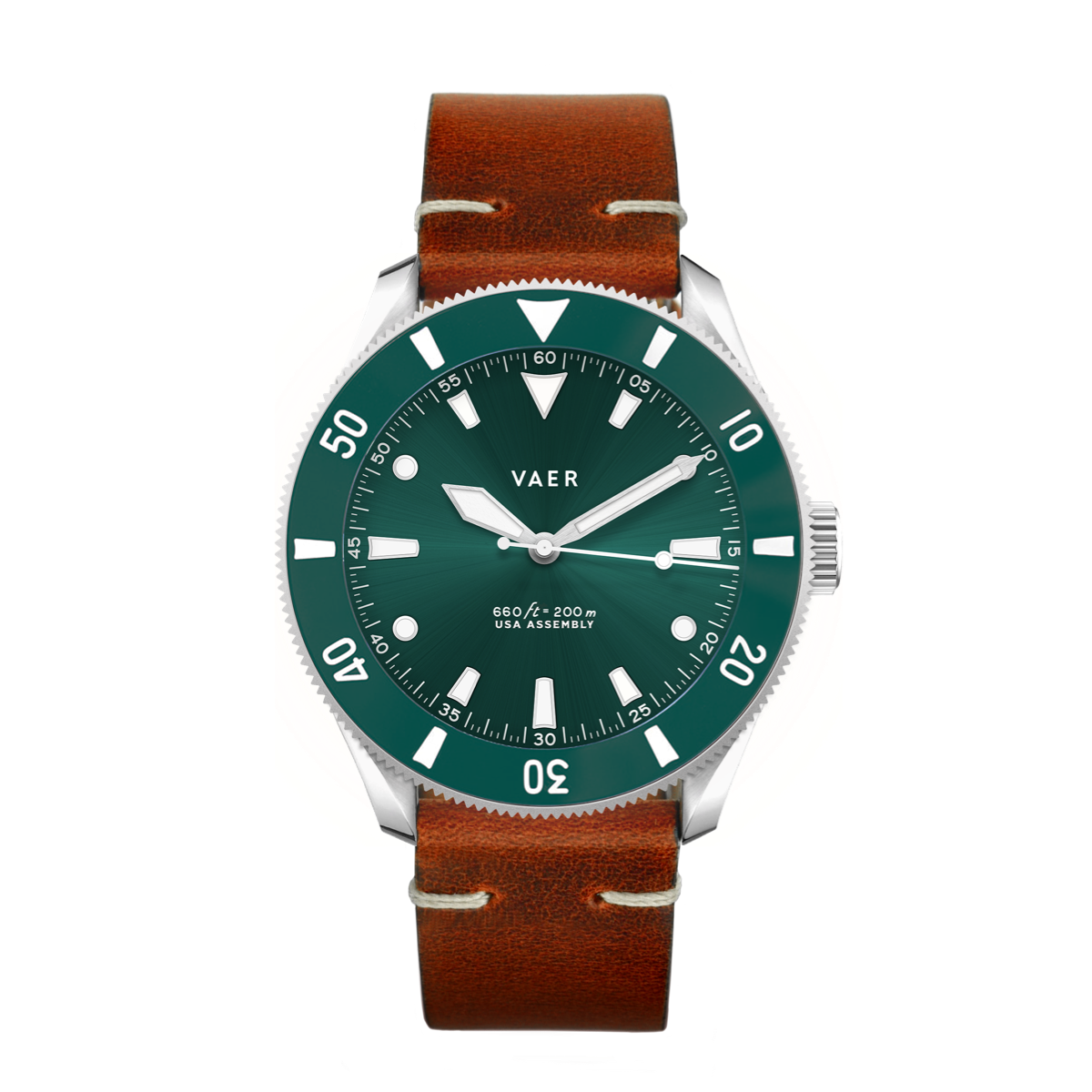 VAER D4 Meridian Green Solar Mens Watch - 38mm USA