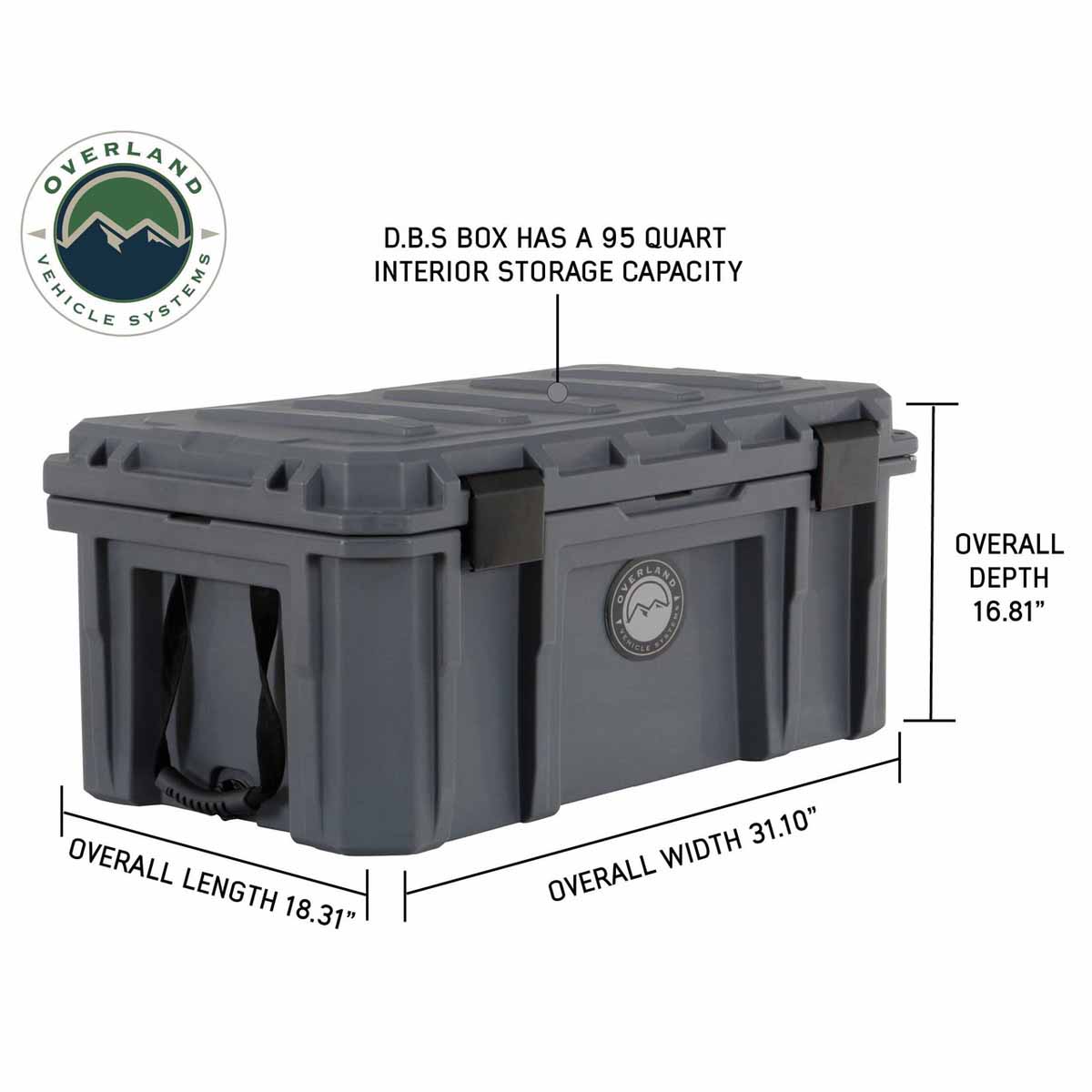 Overland Vehicle Systems D.B.S. 95 quart dark grey dry box - view 2