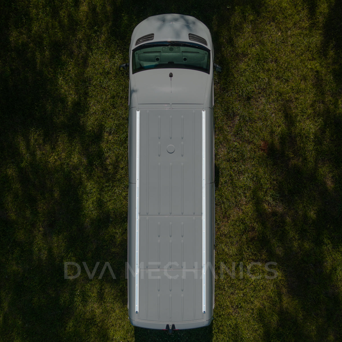 Mercedes Sprinter roof with LoadSpan rails installed