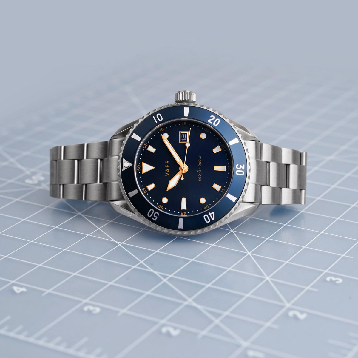 VAER DS4 Meridian Watch - Navy - Solar 42mm