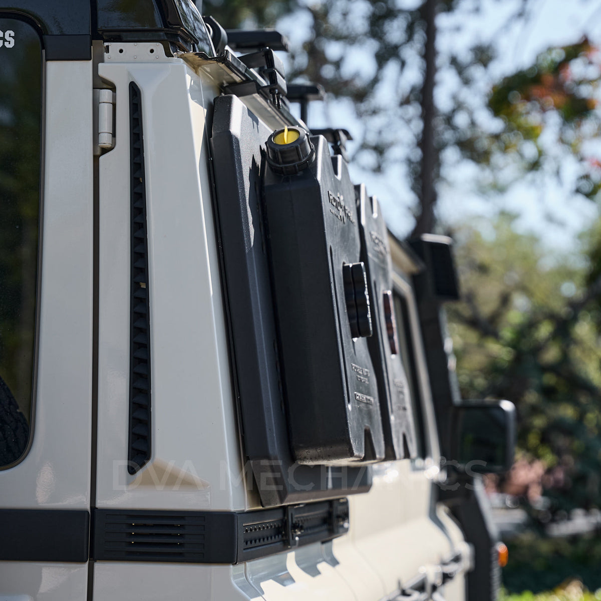 Close-up of DVA MOLLE panel slot grid and black textured finish