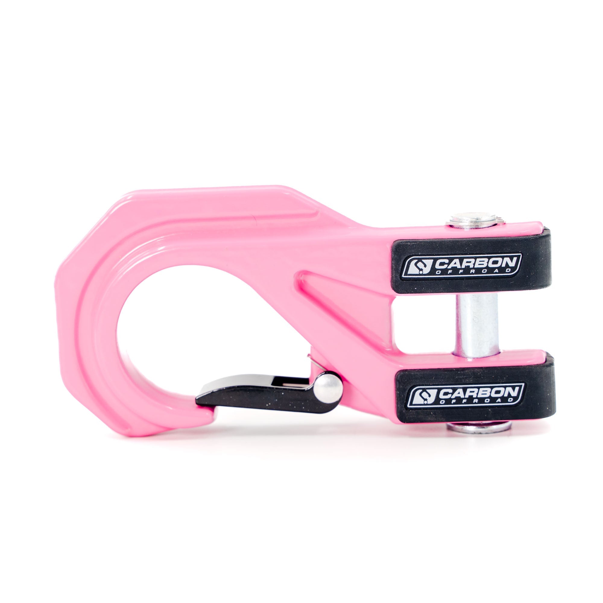 Pink recovery hook for off-road vehicles, heavy-duty with Carbon Offroad branding