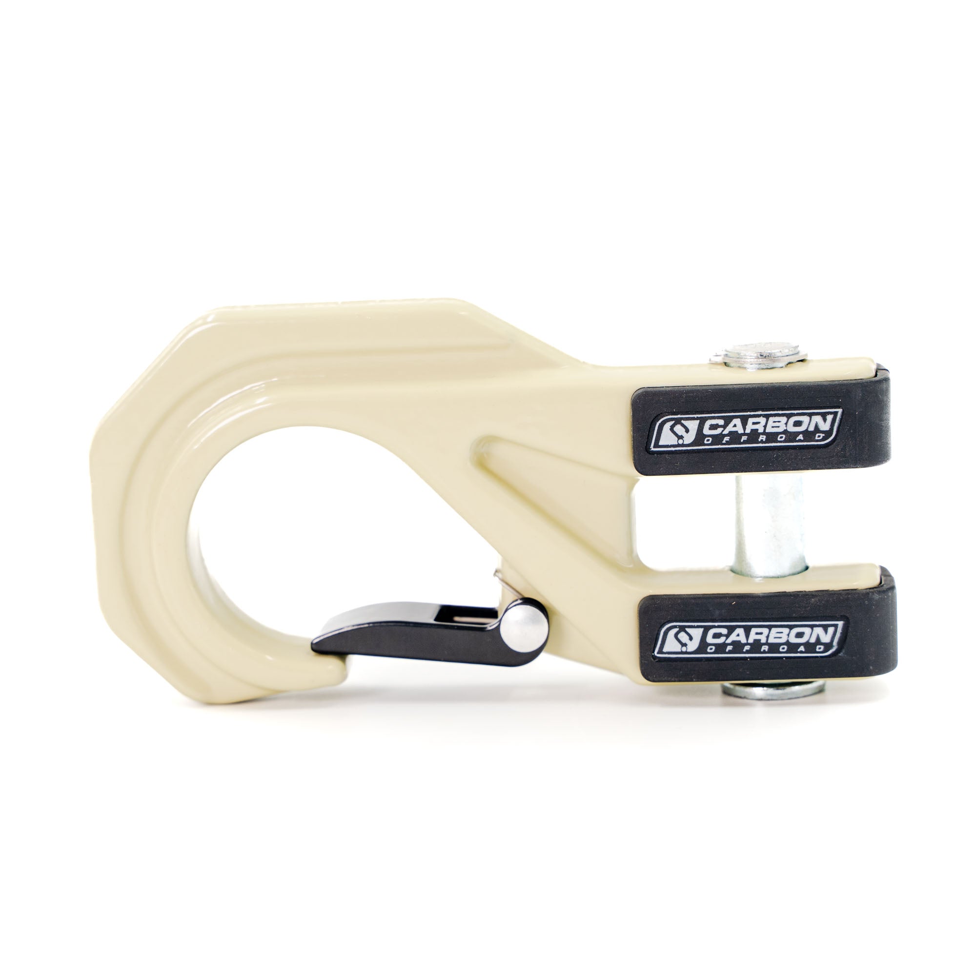 Beige off-road recovery hook with Carbon Offroad branding for expedition vehicles