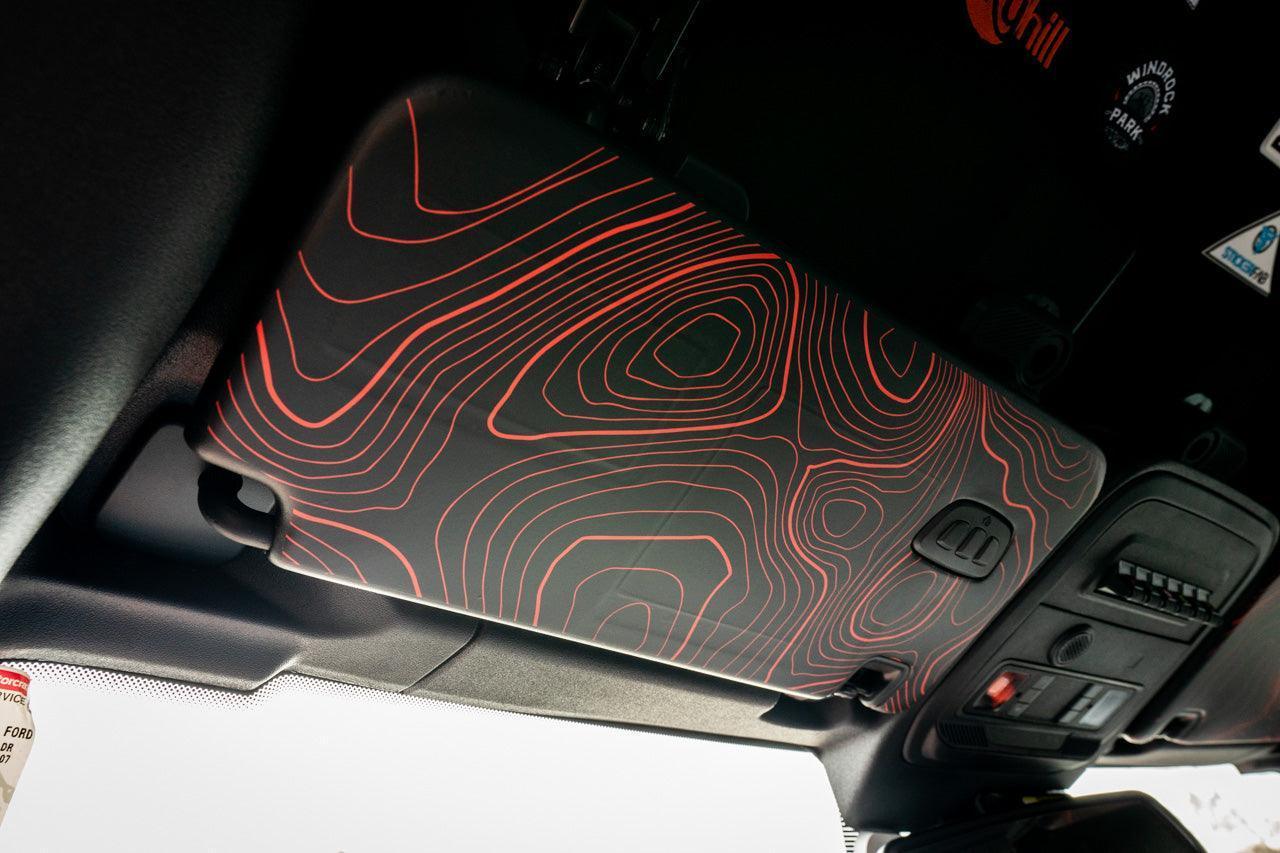 Topographic Interior Sun Visor Overlays - 2024+ Ranger Raptor (with Homelink)