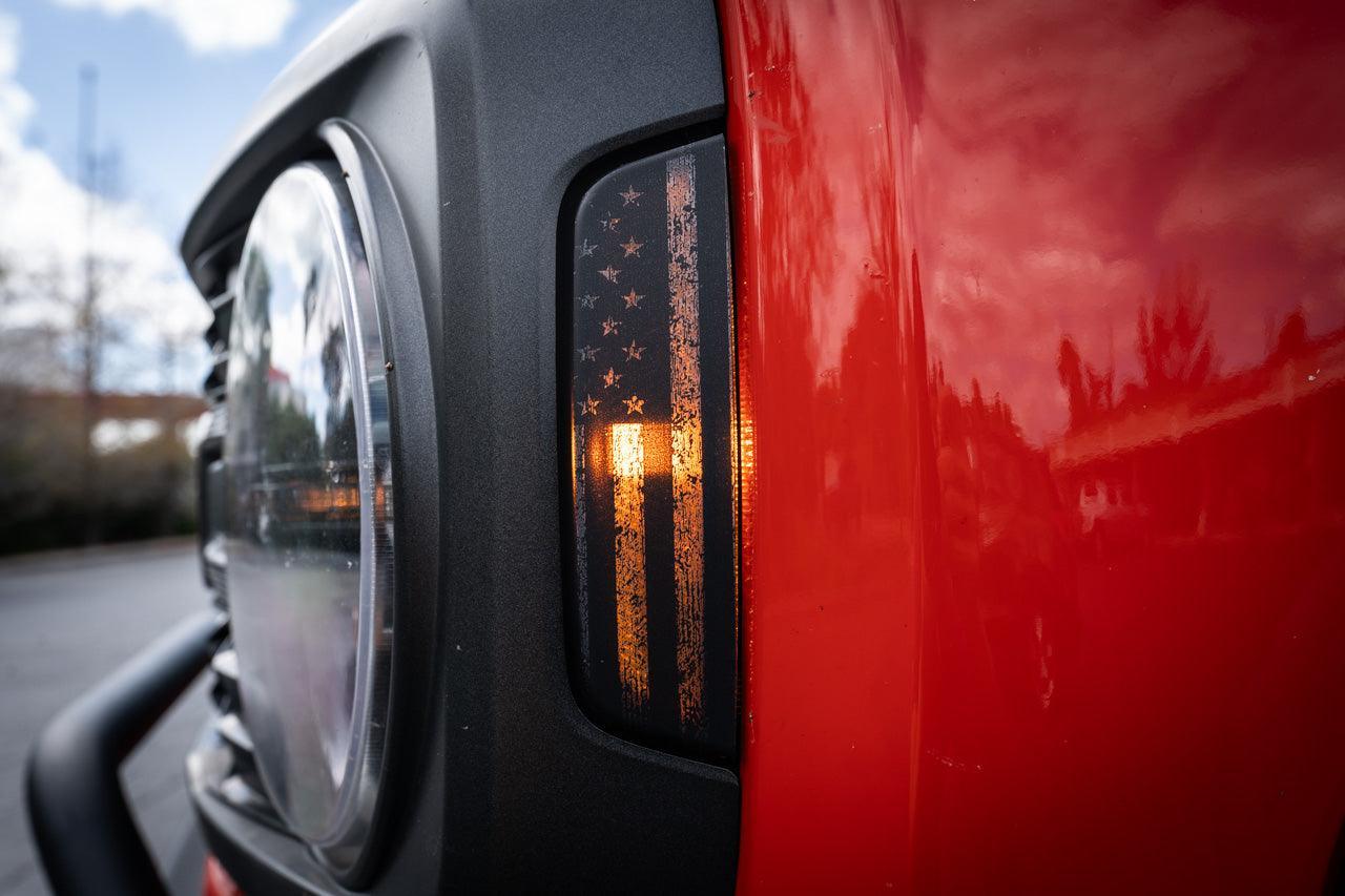 Distressed American Flag Sidemarker Overlays - 2021+ Bronco (ALL)