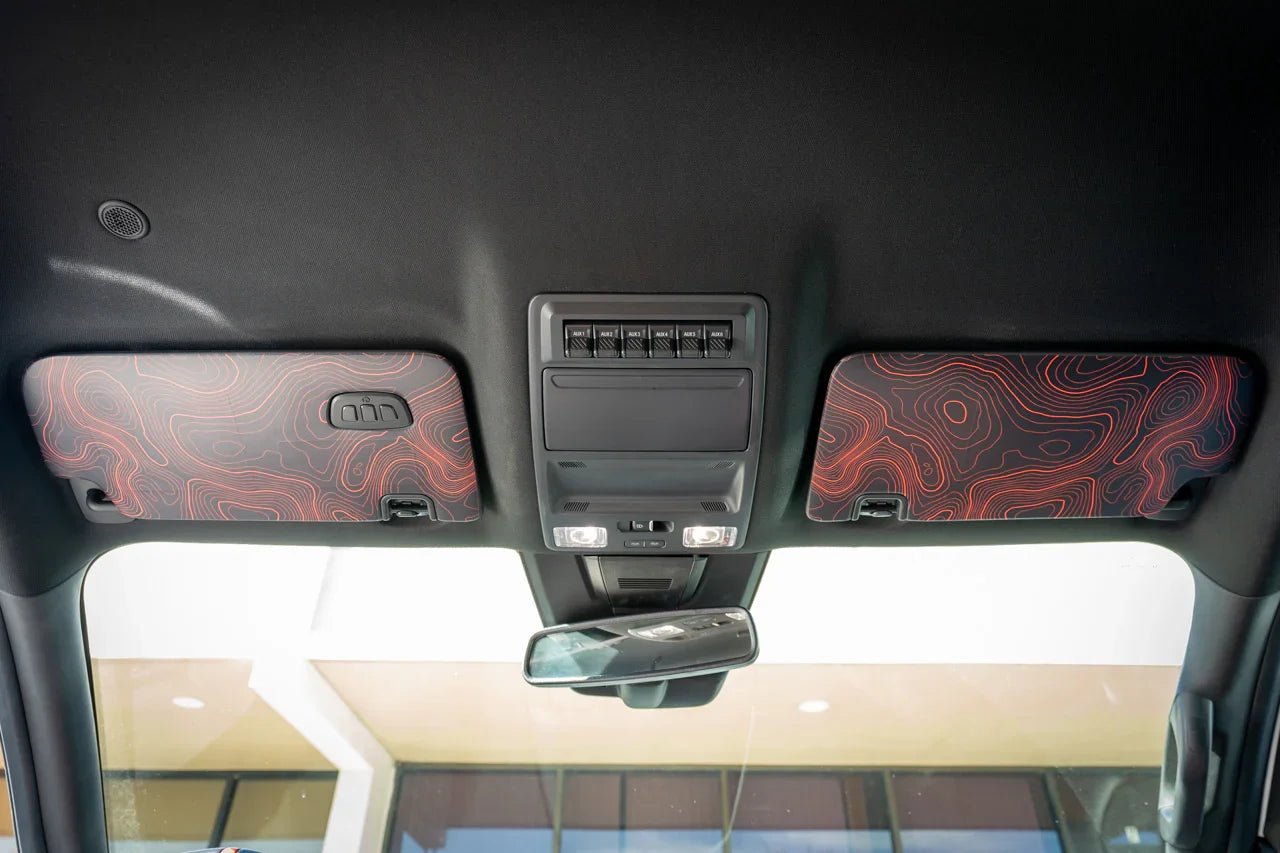 Topographic Interior Sun Visor Overlays - 2024+ Ranger Raptor (with Homelink)