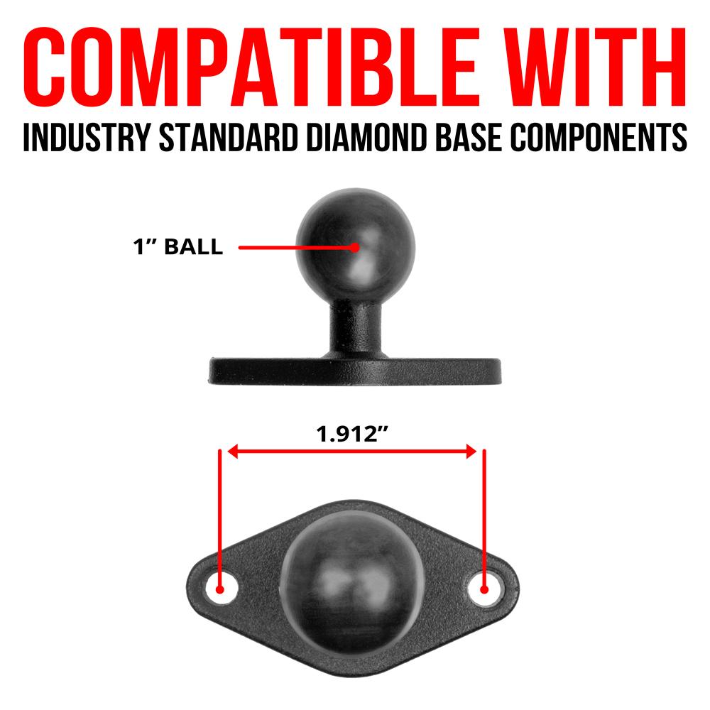 Tackform metal diamond adapter with 1 inch B-size ball, universal fit