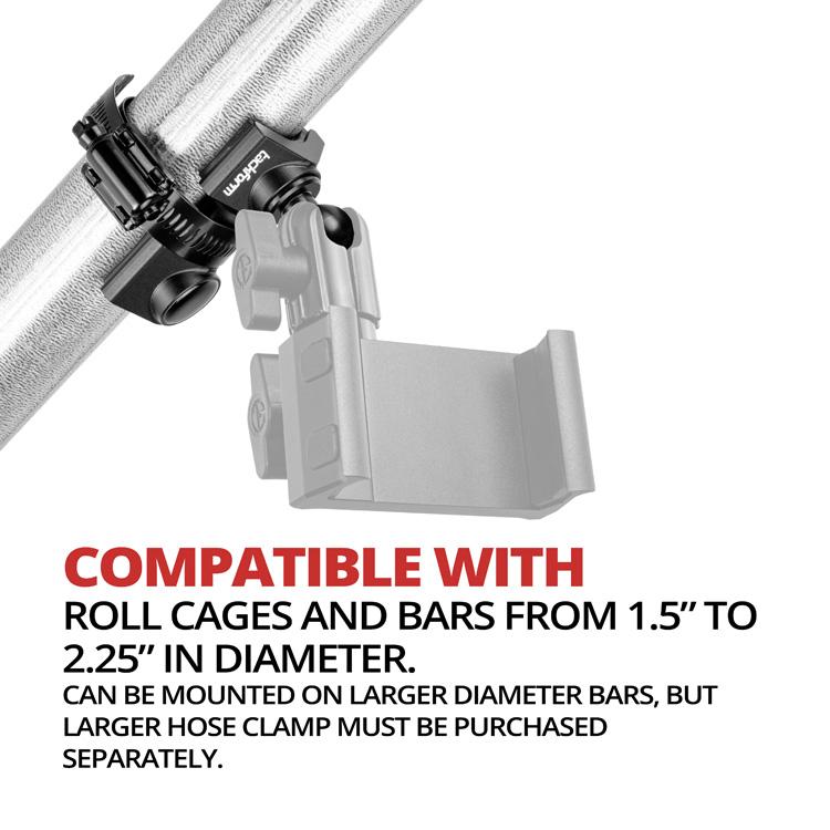 Tackform adjustable roll cage bar mount with 20mm ball and flange for universal fit