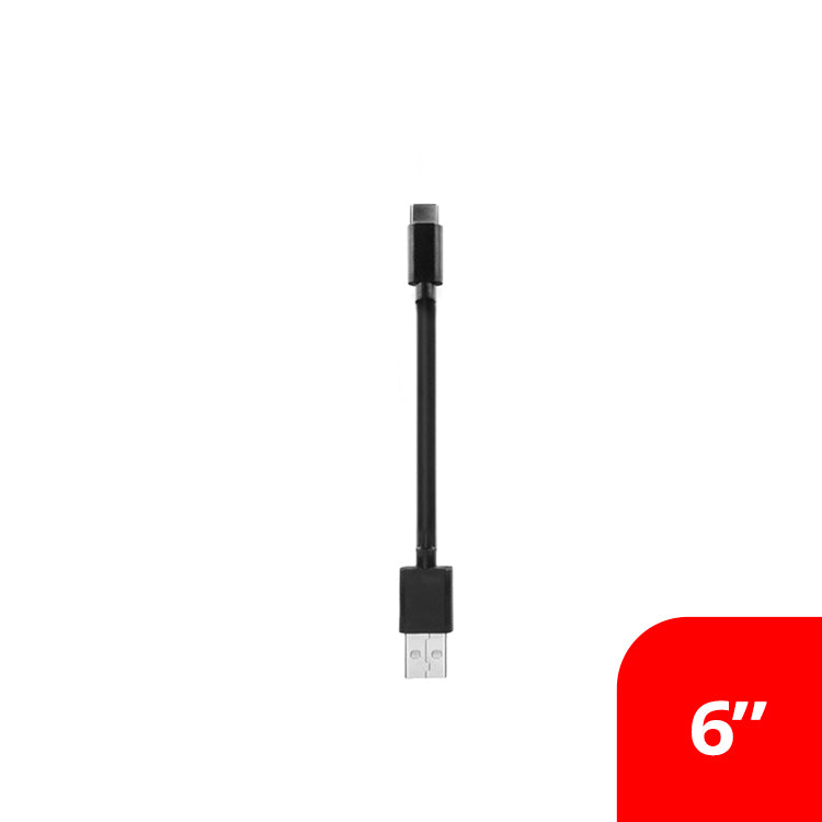 6 inch black USB to USB-C cable for vehicle accessory power connection