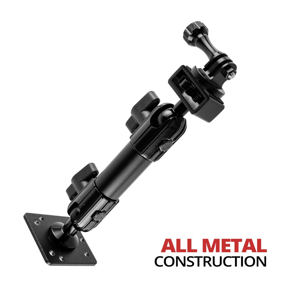 Tackform action camera mount with 4.75" arm and AMPS base for universal fit