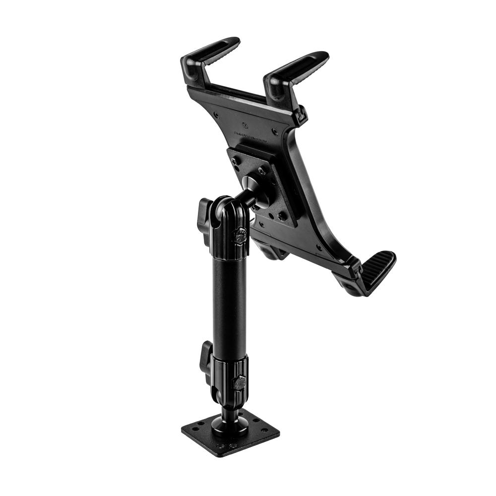 Tackform tablet holder with AMPS base and tubular arm for universal fit
