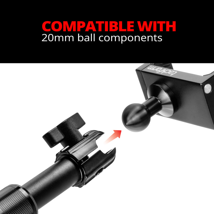 Tackform telescoping aluminum arm with dual 20mm sockets for universal fit