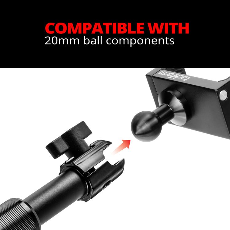 Tackform Enduro Series Telescoping Aluminum Tube Arm - 7.5" to 9.25", Dual 20mm Sockets
