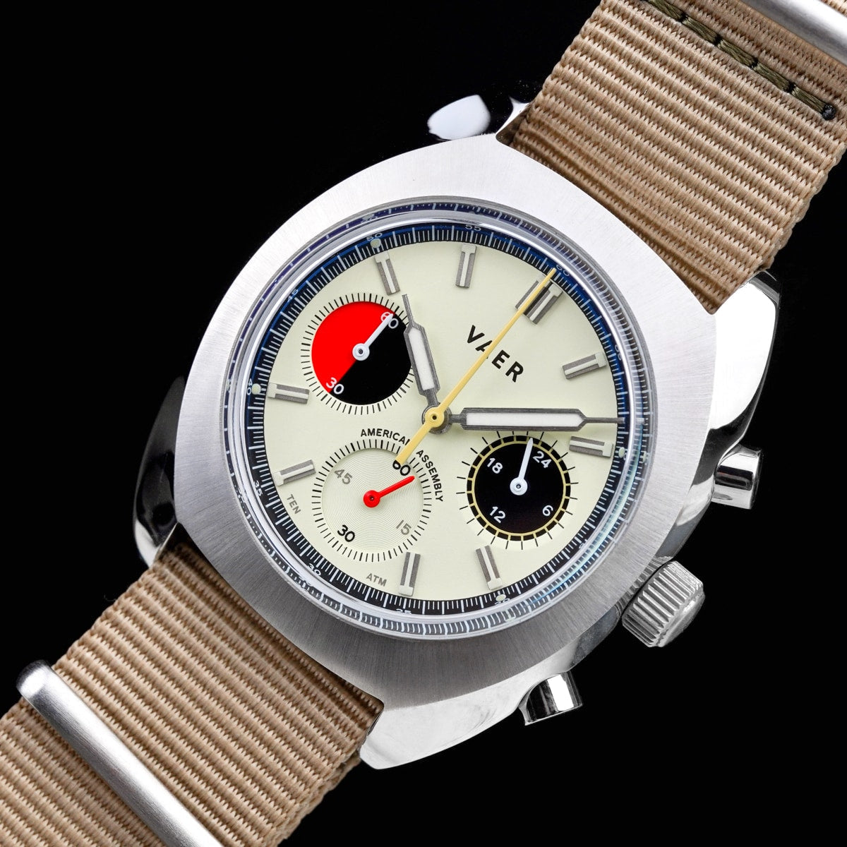 VAER R1 USA Racing Chronograph Watch - Cream 42mm