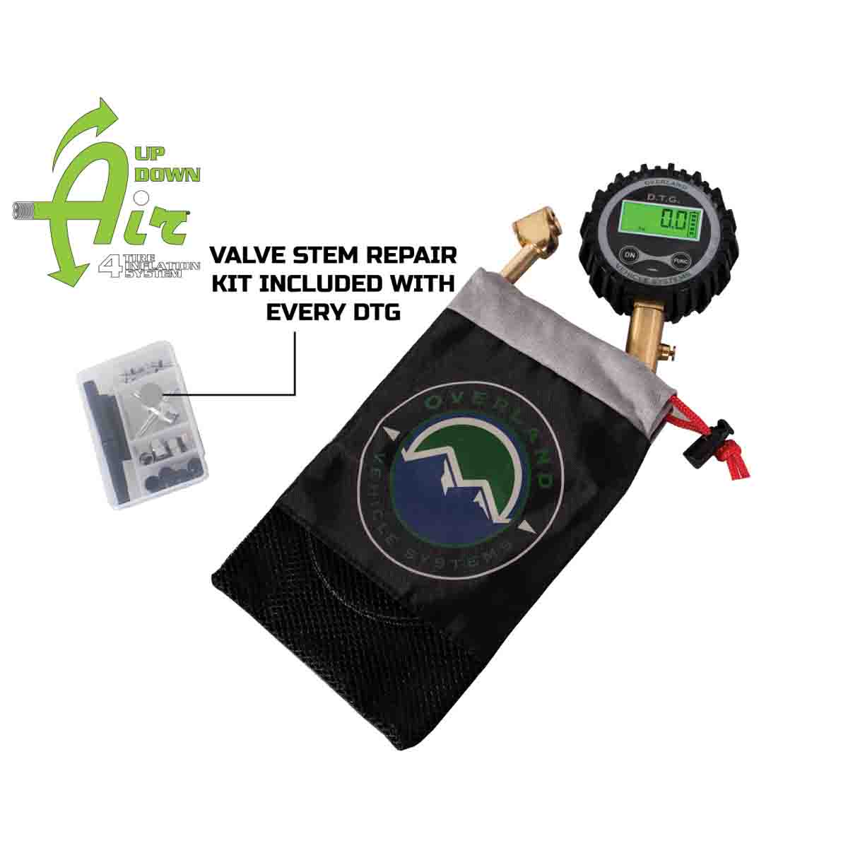 Up Down Air digital tire gauge with valve kit and storage bag - view 5