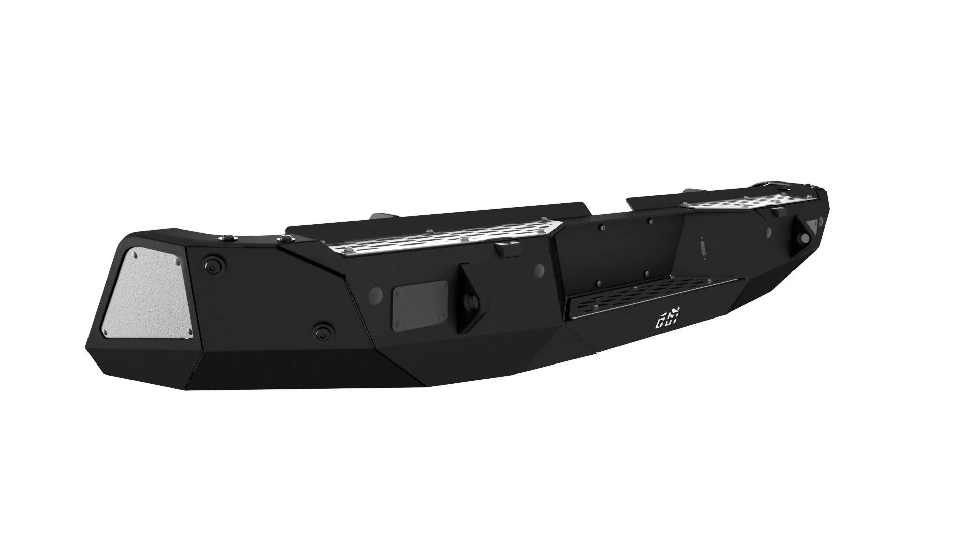 Heavy-duty dual swing away rear bumper for off-road vehicles, black steel construction