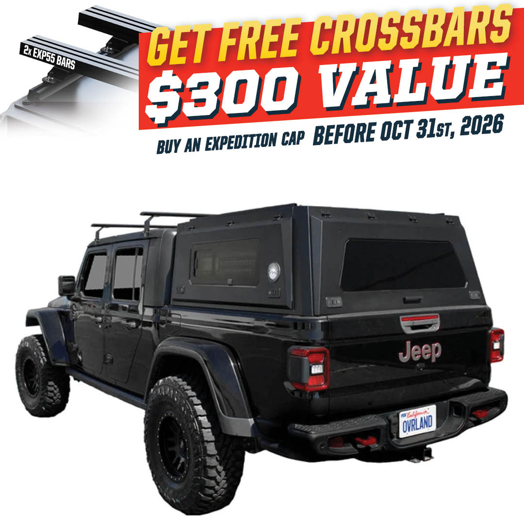 OVS Expedition PRO+ truck cap with full windows for 2020-2027 Jeep Gladiator