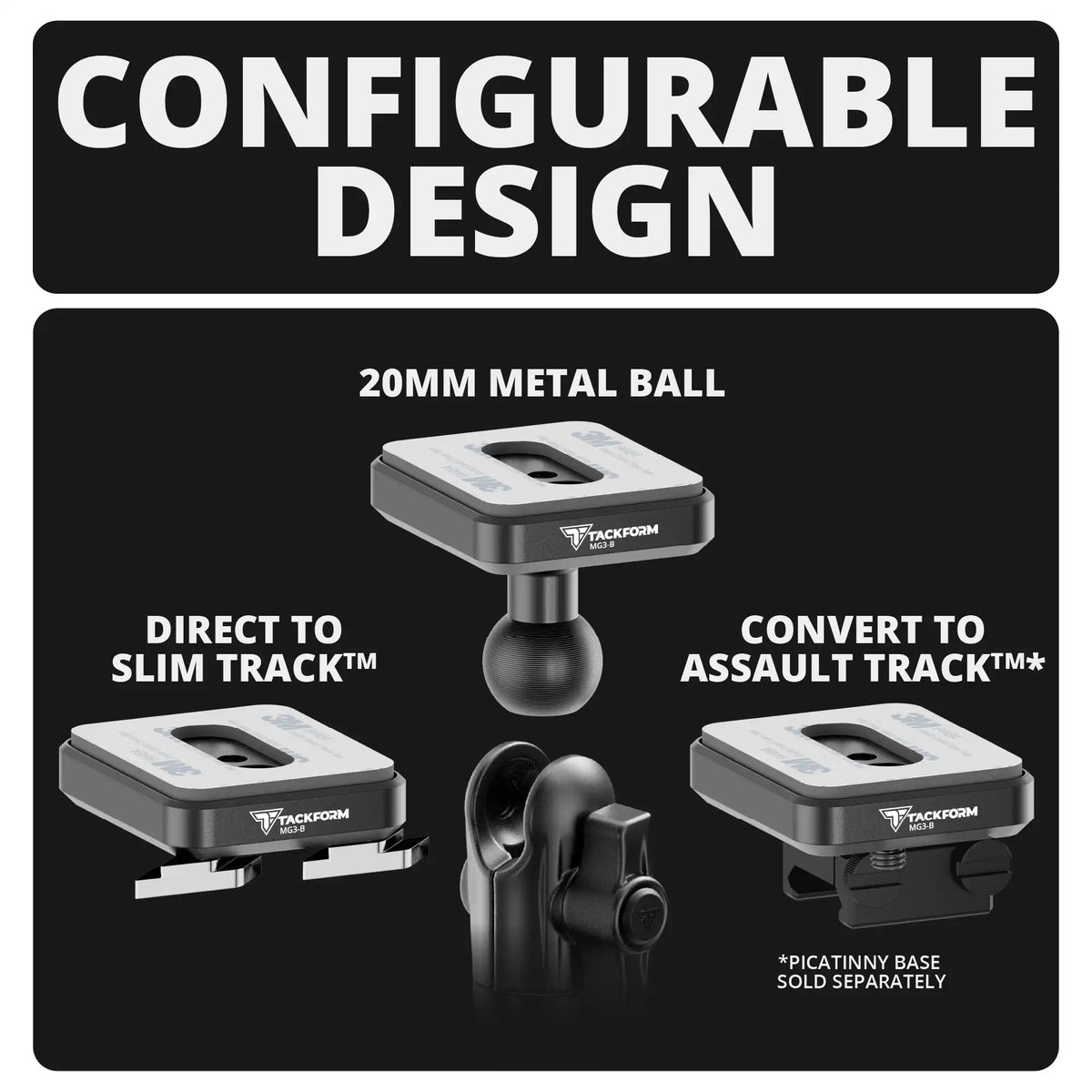 Tackform universal magnetic device mount with 20mm metal ball for universal fit