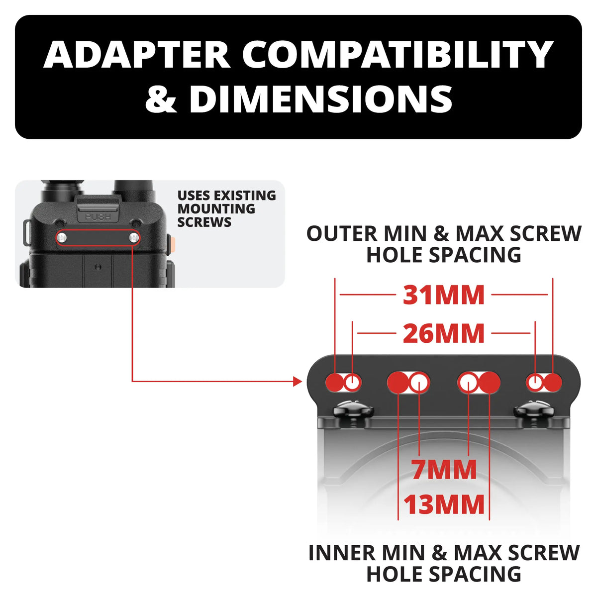 Tackform universal magnetic handheld radio holder, Fast AMPS base and 3.5" arm, universal fit