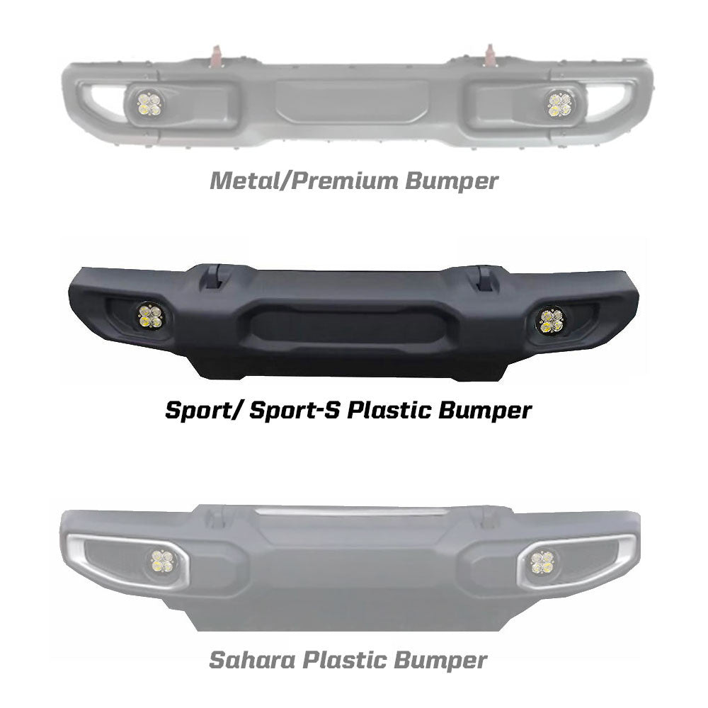Baja Designs Jeep JL/JT Squadron-R SAE Fog Pocket Light Kit - Jeep 2020-2026 Gladiator; 2018-2026 Wrangler JL; NOTE: w/ OE Sport Bumper