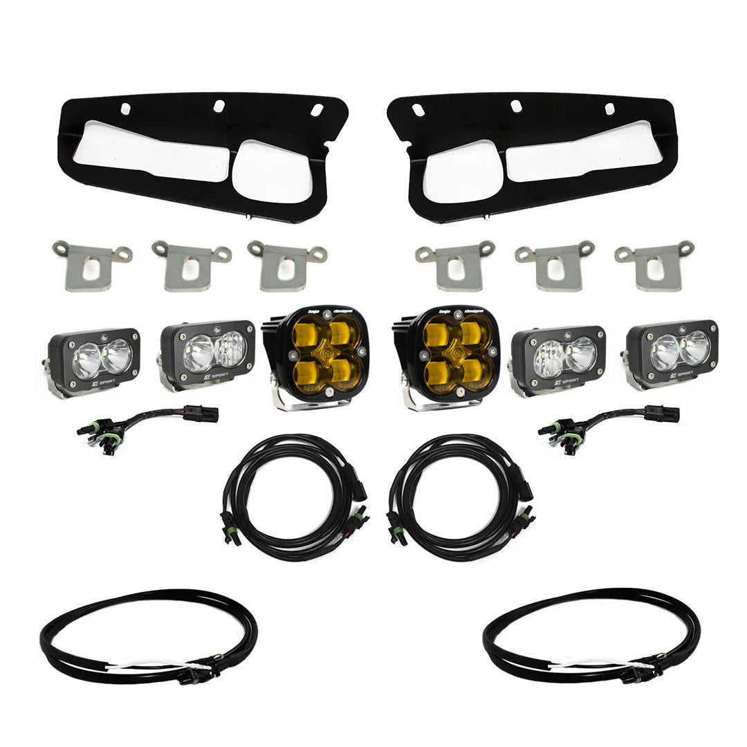 Baja Designs Ford Squadron SAE/Dual S2 Sport Steel Bumper Fog Pocket Light Kit - Ford 2021-2026 Bronco; 2022-2026 Bronco Raptor; NOTE: w/ OE Steel Bumper