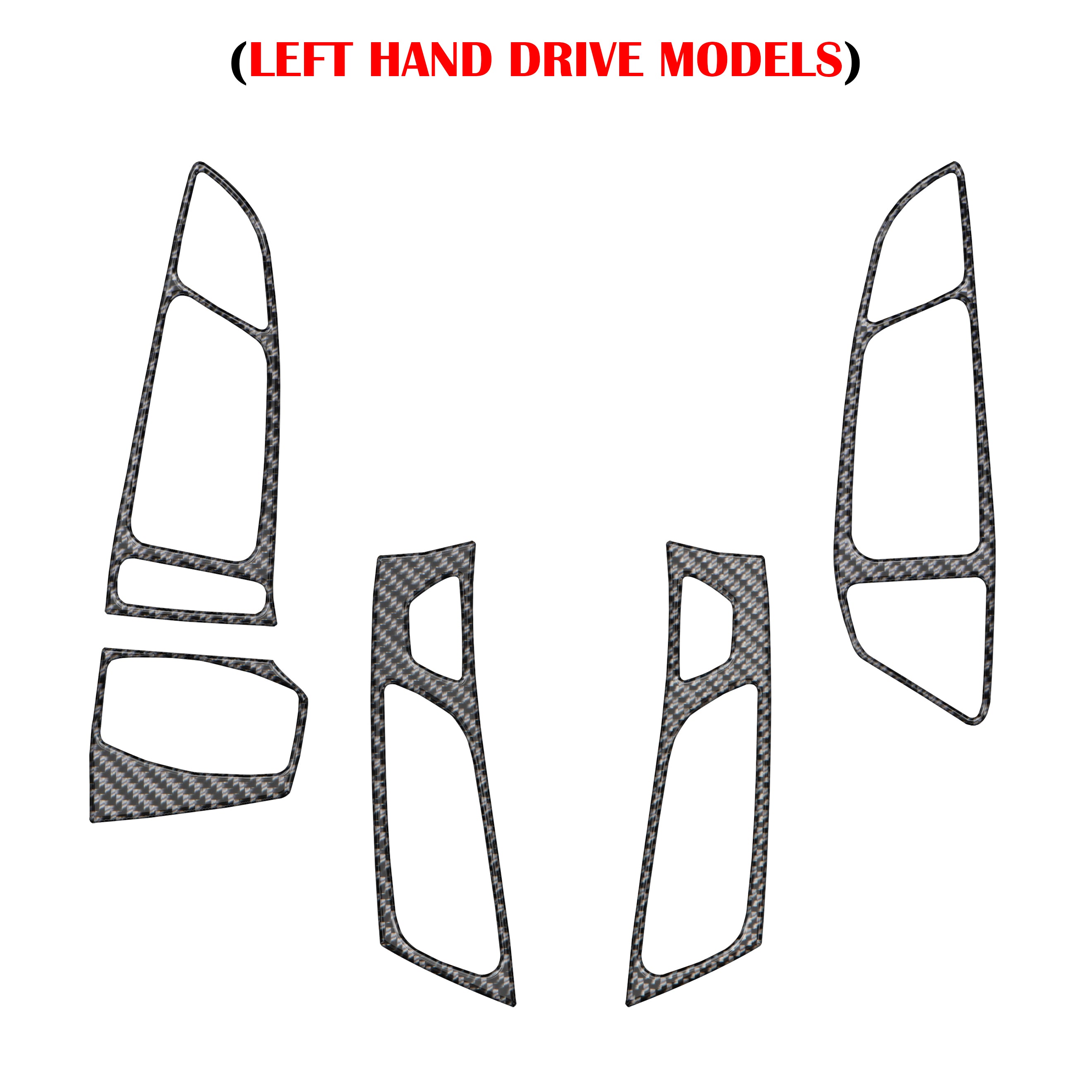 Interior Air Vents Accent Trim Fits 2015-2018 Ford Focus Left Hand Drive Real Carbon Fiber(Domed)