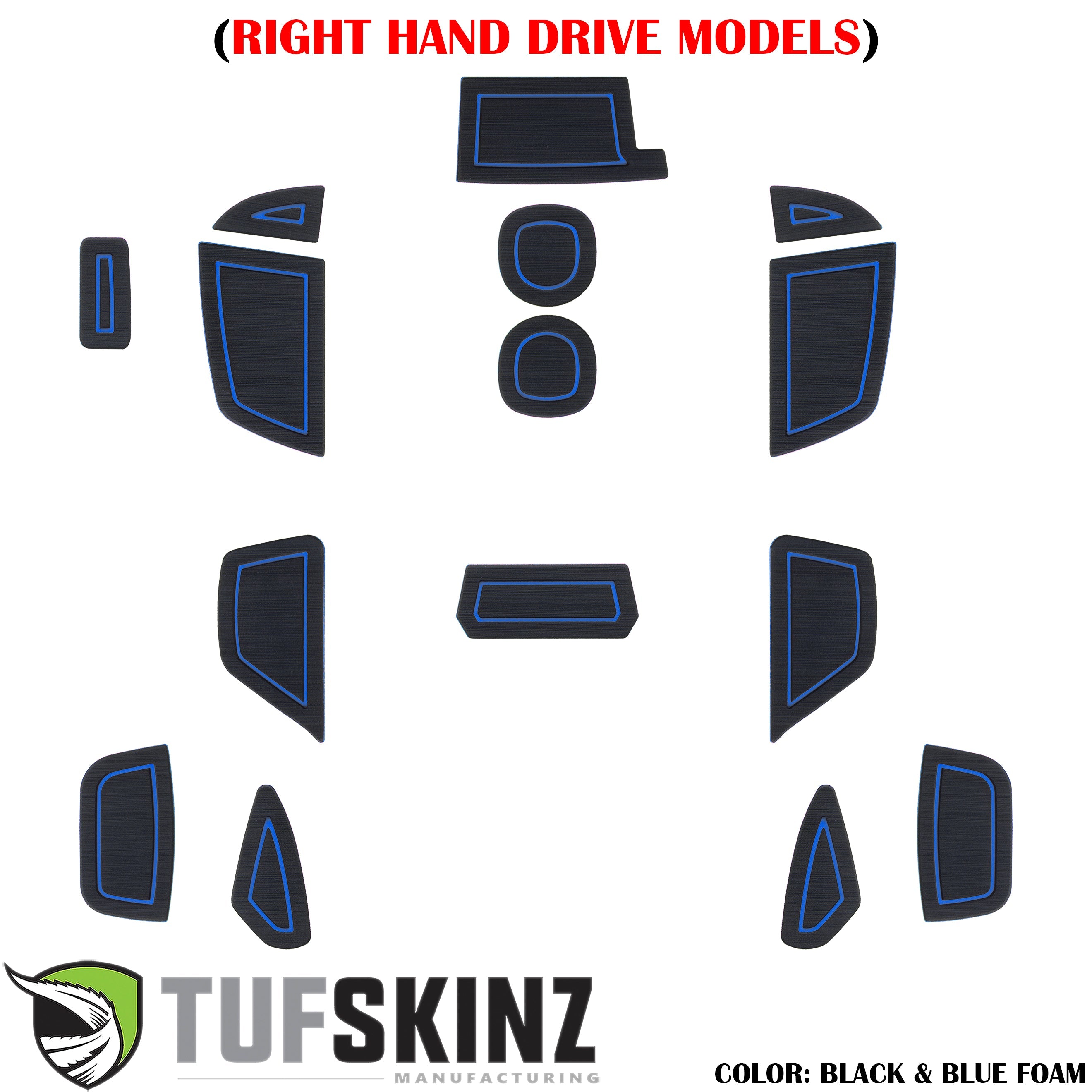 (RHD)Interior Foam Inserts Fits 2016-2018 Ford Focus Right Hand Drive Black/Blue