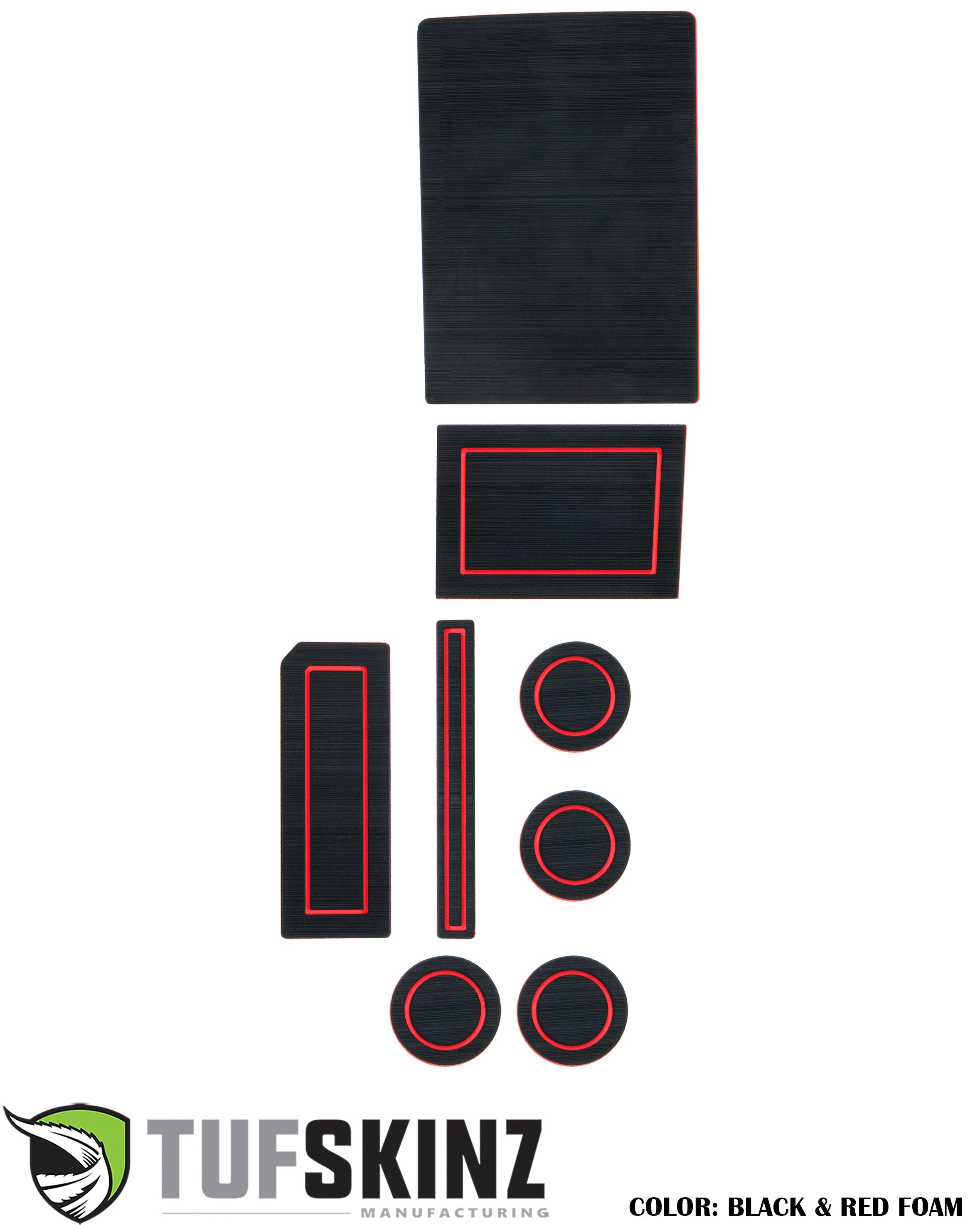 Black and red foam vehicle interior inserts kit for overlanding accessories