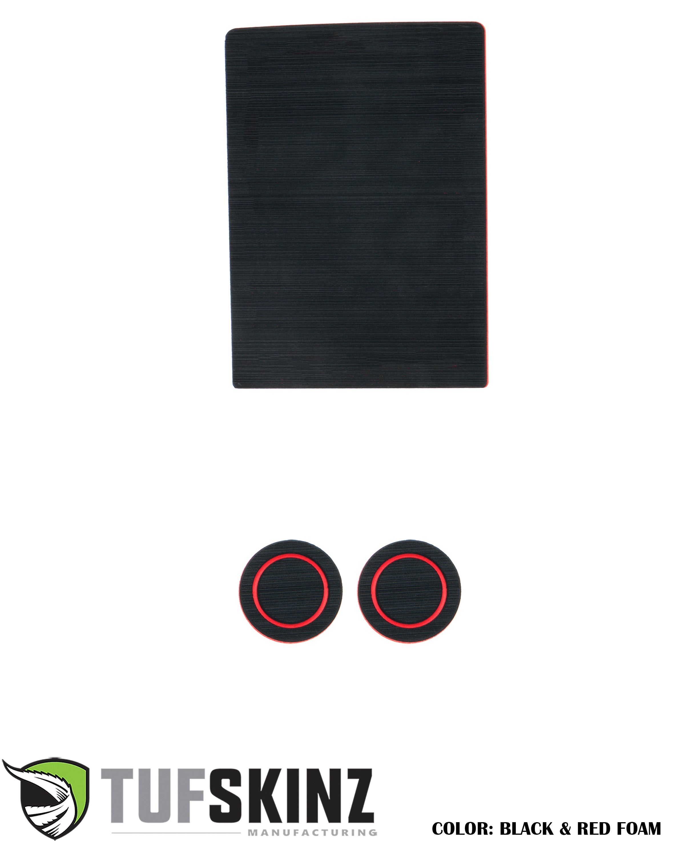 Black and red foam vehicle accessory inserts for overlanding, shown on white background