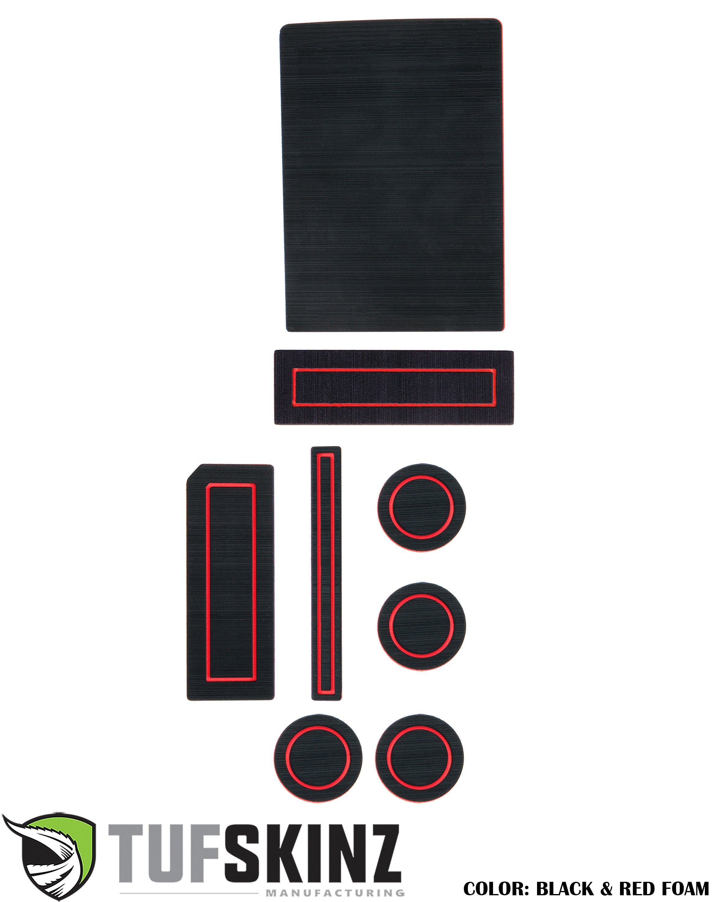 Black and red foam vehicle interior organizer inserts set, compatible with truck or SUV.
