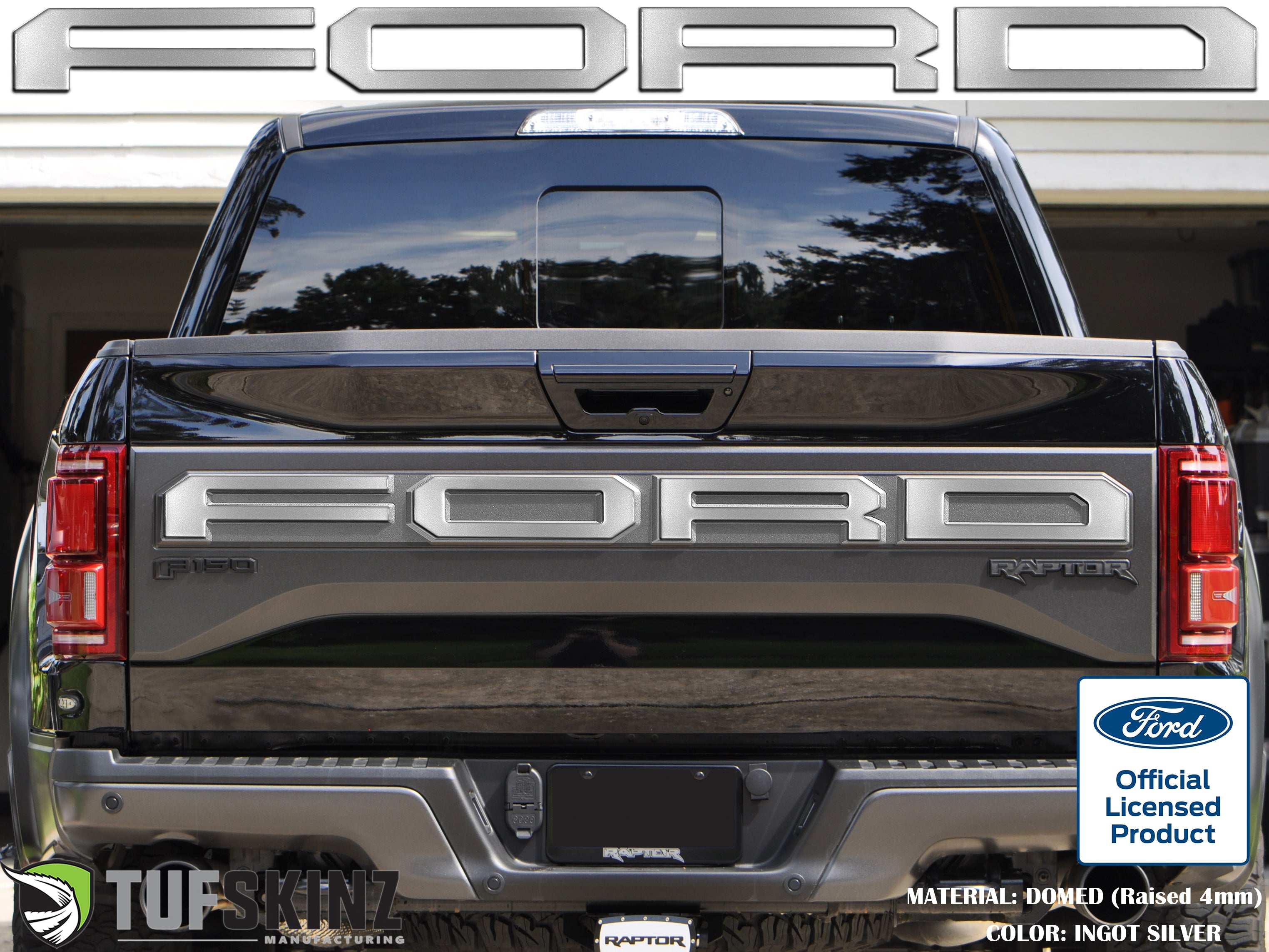 "FORD" Raptor Tailgate Overlays Fits 2019-2020 Ford F-150 2019-2020 *OE - Ingot Silver
