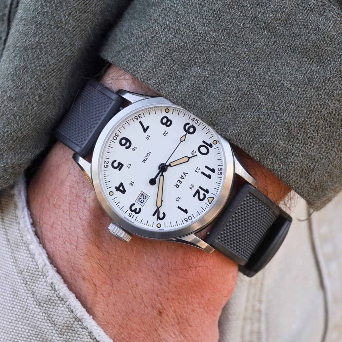 VAER S5 Calendar Field White Watch - 40mm Quartz