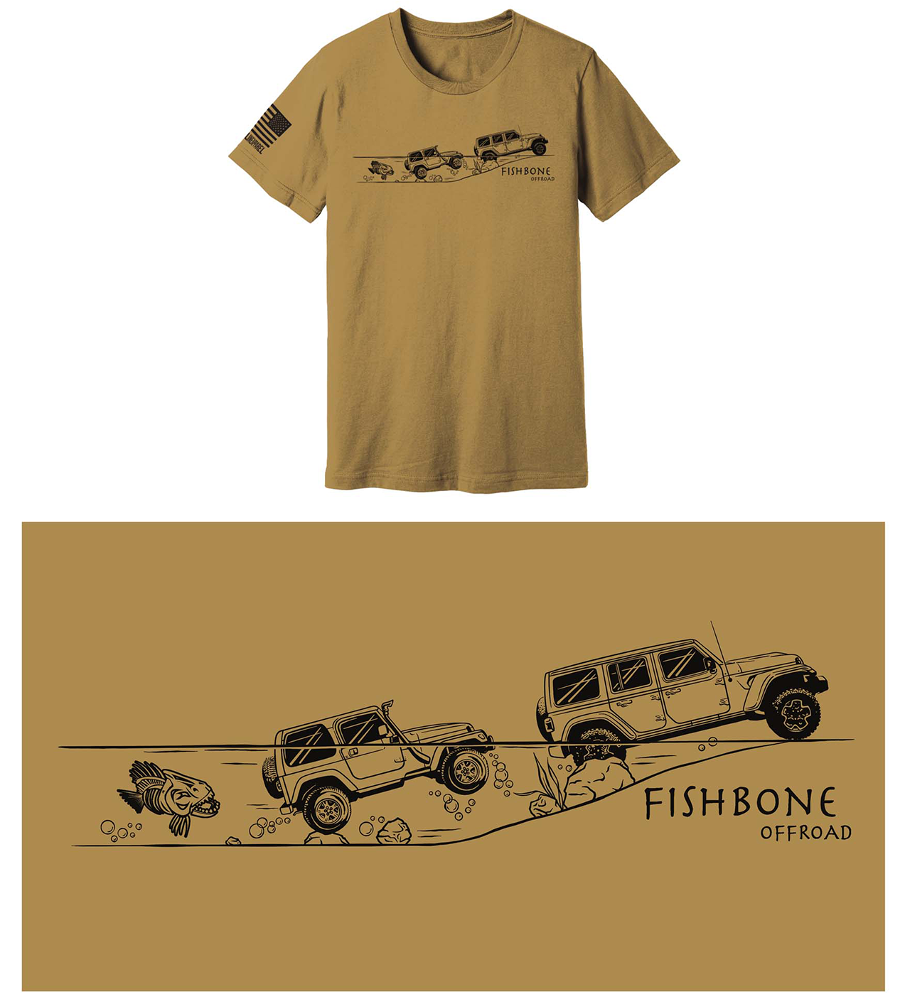 FishboneEvolutionT-Shirt-Unisex-CoyoteGreen - NVMOS