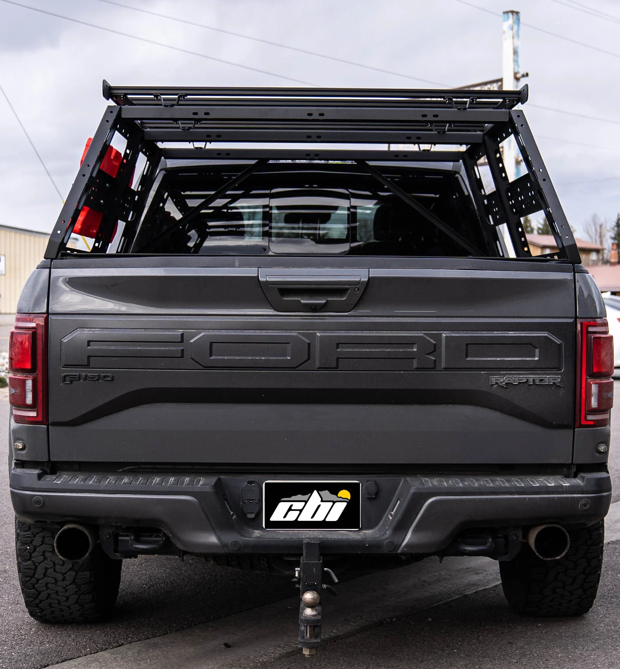 Ford Raptor with CBI offroad bed rack for truck overlanding and gear mounting