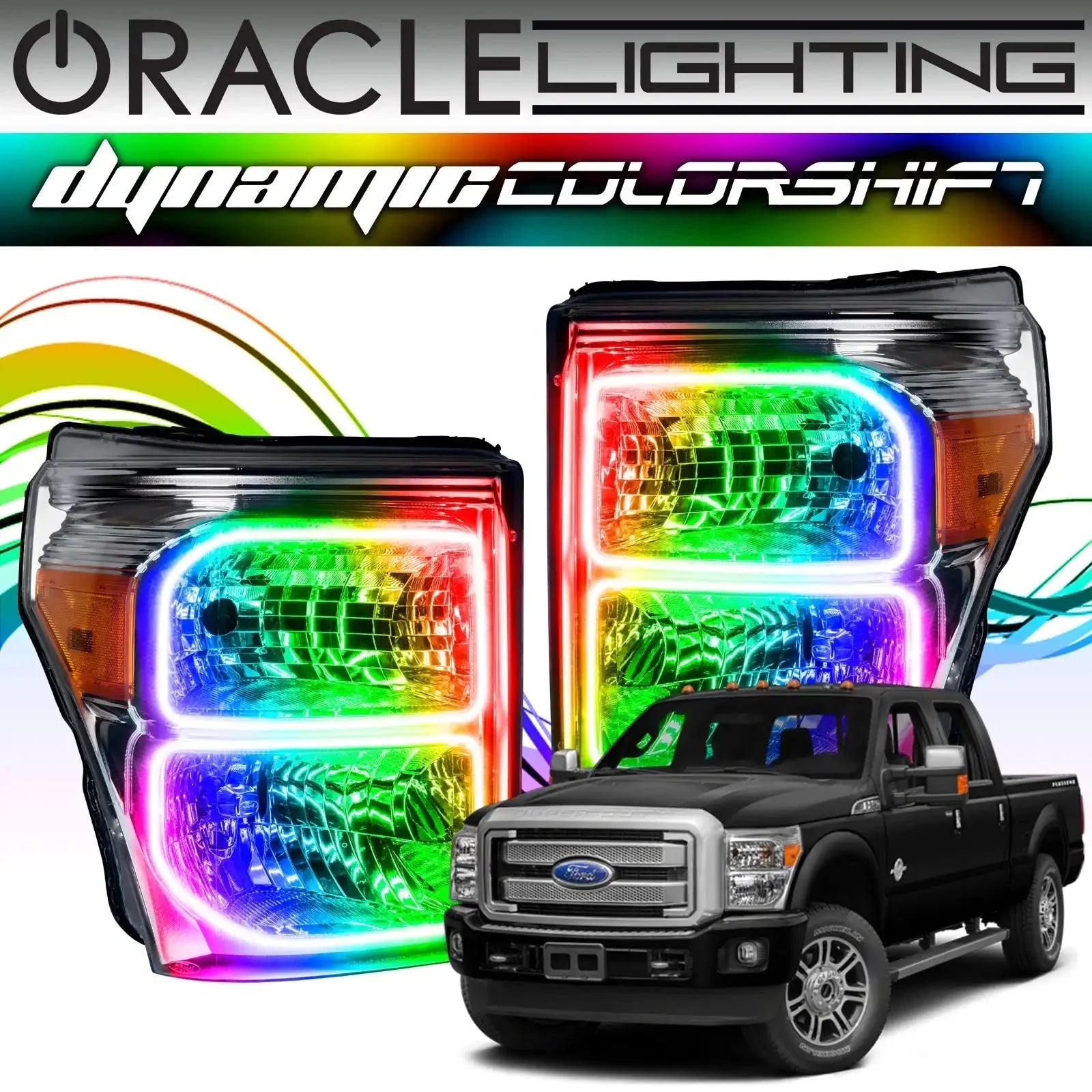 Ford_F250_350_2011-2016_ORACLE_Dynamic_ColorSHIFT_Halo_Kit_Square_Ring_Design - NVMOS