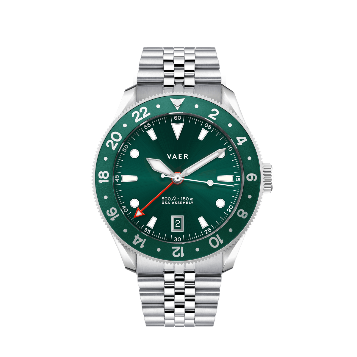 VAER G2 Meridian Green GMT Mens Watch - 39mm USA