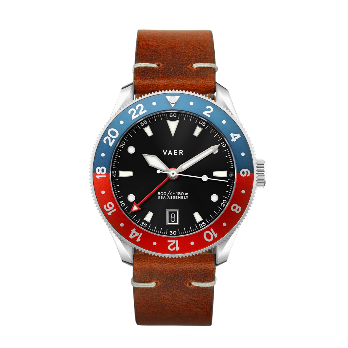 VAER G2 Meridian Watch - Navy/Red - 39mm USA GMT