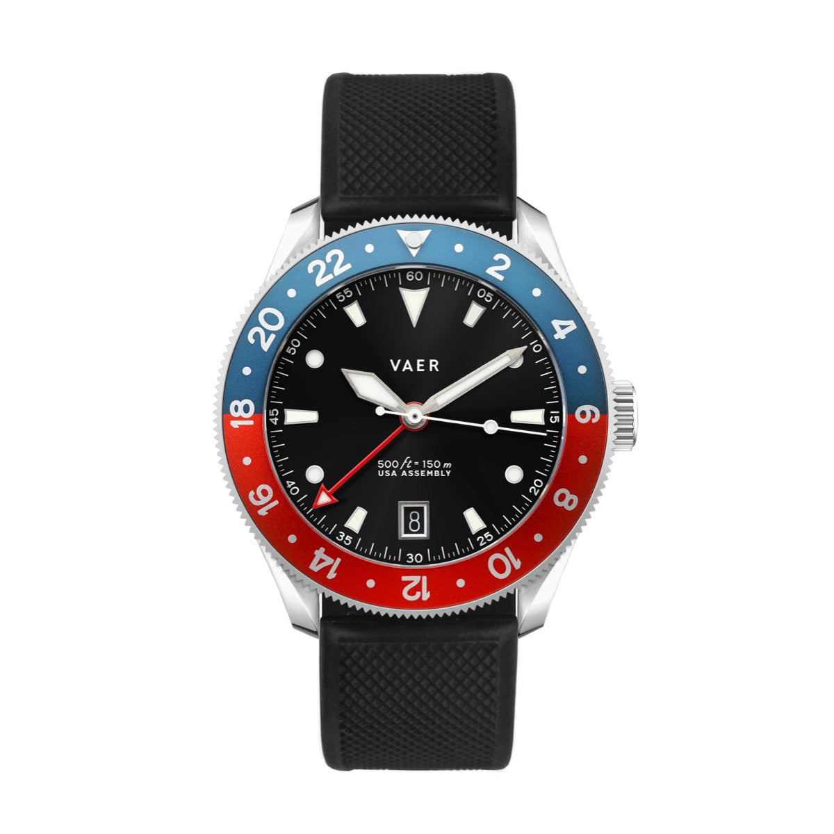 VAER G2 Meridian Watch - Navy/Red - 39mm USA GMT