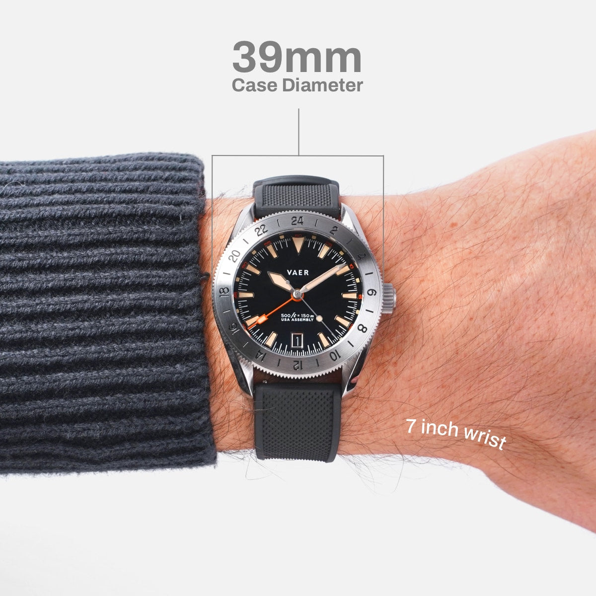 VAER G2 Pacific Steel GMT Mens Watch - 39mm USA